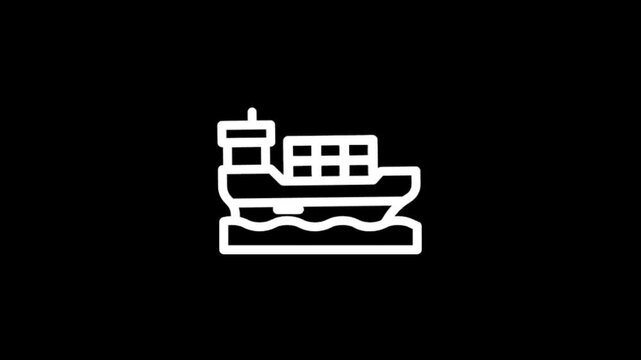 Animated icon of a cargo ship sailing on the ocean waves