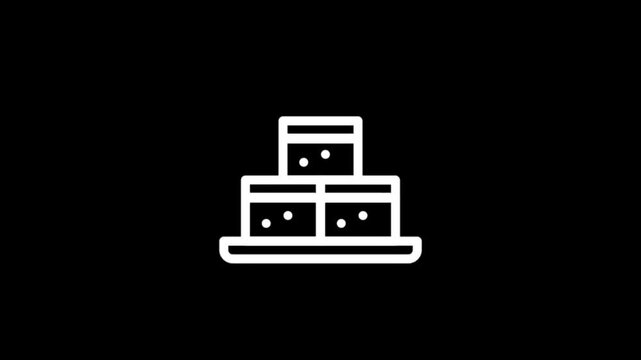 Abstract animation of stacked geometric shapes with dots inside