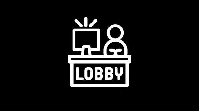 Customer service representative at a lobby desk interacting with a computer