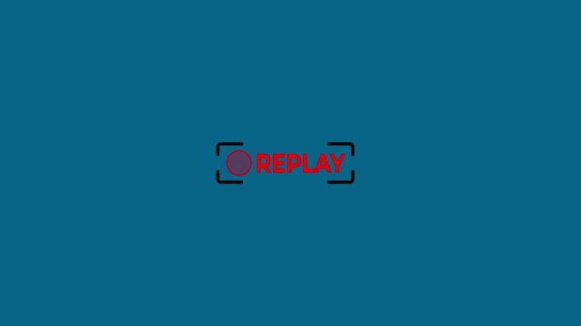 Simple replay sign icon animation on black background. Modern replay text. 4k video
