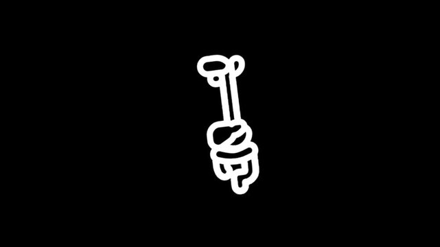Simple white line art animation of a binder clip on a black background