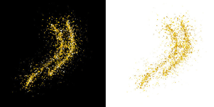 Gold Particle Burst, Diagonal Shimmering Dust Trail on a Transparent PNG