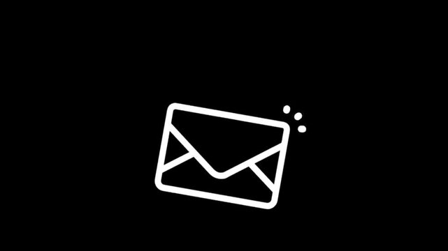 Animated white envelope icons appearing and disappearing on black background