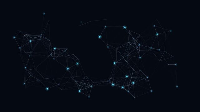 Organic Floating Particle Nodes Animation, Neural Network Digital Communication and Data Connectivity Motion Graphics