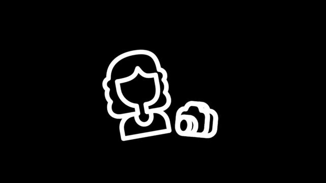 Woman with camera icon animation, representing photography and content creation