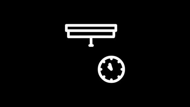 Strategic planning and time management icons on black background