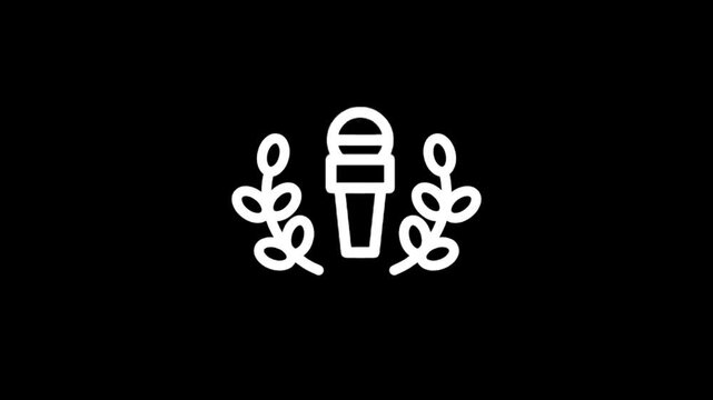 Award winning microphone icon with laurel leaves for achievement and success