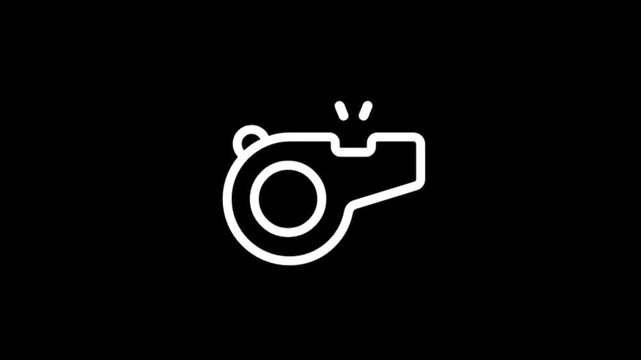 Simple white whistle icon animation on black background