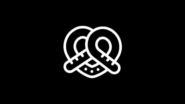Simple white pretzel icon animation on black background