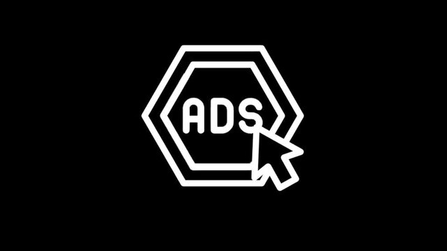 Stop ads icon with cursor clicking on it, digital advertising concept