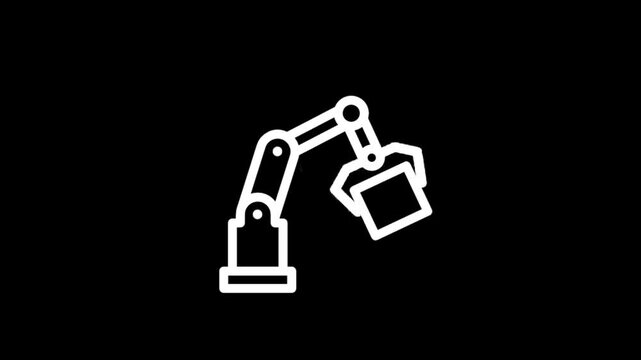 Industrial robotic arm with gripper and claw in motion