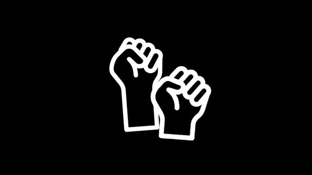 Symbol of unity and strength with raised fists on a black background