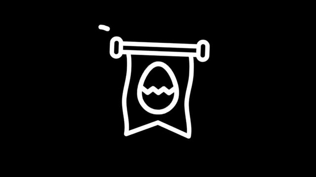 Animated Easter egg banner icon with wavy lines and a tail