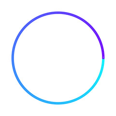 Fototapeta premium A vibrant circular gradient of purple and blue dots forms a complete ring with a bright cyan accent isolated on transparent background transparent background