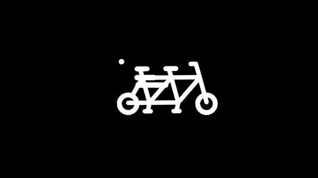 Iconic tandem bicycle graphic animation on a black background