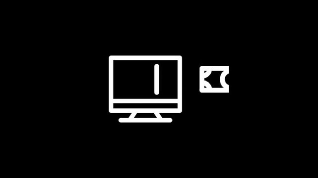 Animated icon of a computer screen displaying a document being inserted