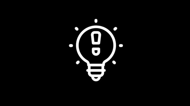 Animated light bulb icon with an exclamation mark symbolizing new ideas