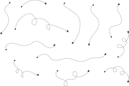 elegant black dotted lines with arrows for design and decoration