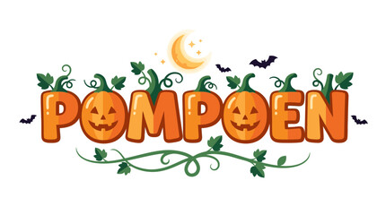 Naklejka premium Halloween lettering label design element. Autumn seasonal word for banner. Decorative typography template.