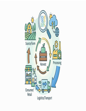 Food traceability system Modern colorful flat vector icon, 