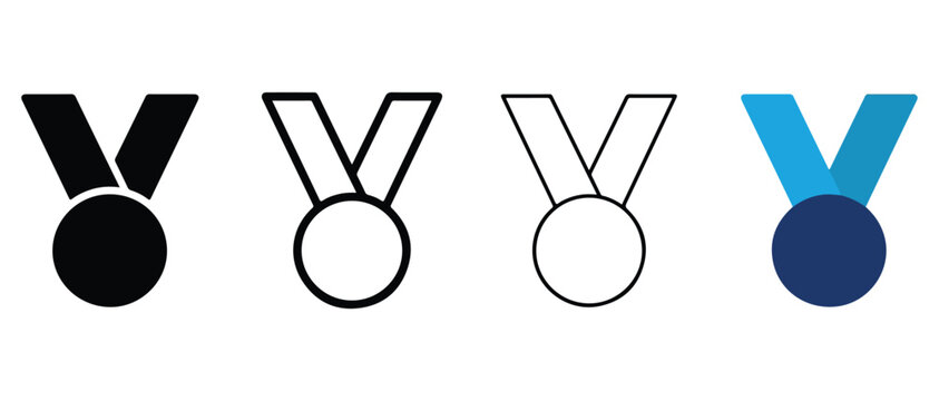 medal icons with ribbon designs for awards and achievements presentation