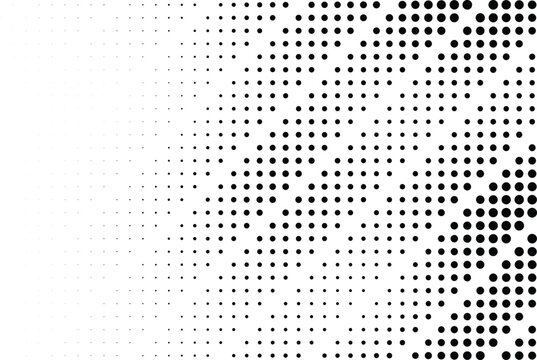 Abstract pattern of black dots fading from dense to sparse on white background for digital design concepts