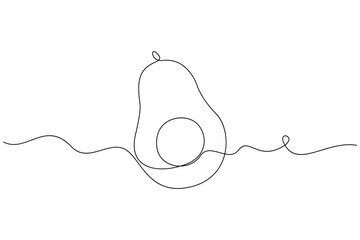 Obraz premium Avocado fruit continuous line drawing vector illustration