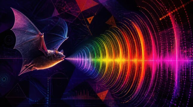 Artistic rendering of a bat's echolocation waves, gigapixel-high fidelity v2-6x