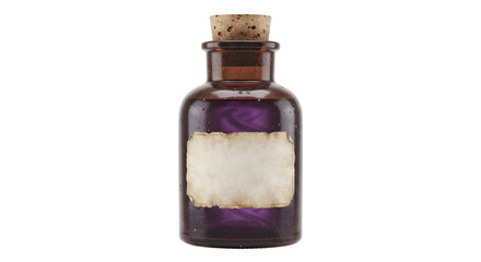 Potion bottle with cork stopper and purple magic smoke © Chanapat