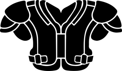 American football shoulder pads silhouette isolated on white background for safety.