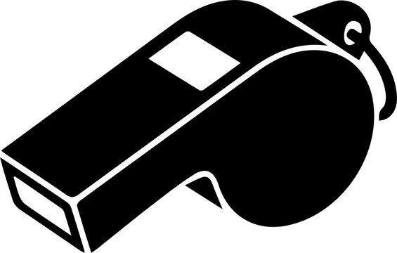 Whistle silhouette icon for sports and safety isolated on transparent background.