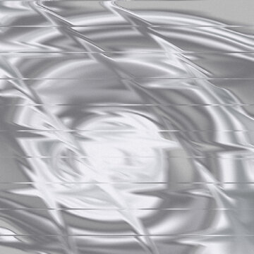 Abstract shiny silver metallic background featuring distorted liquid swirl and modern glitch effects
