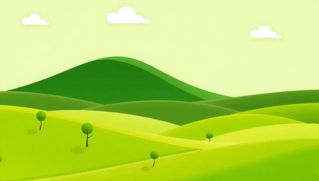 Serene green hillscape under cloudy sky