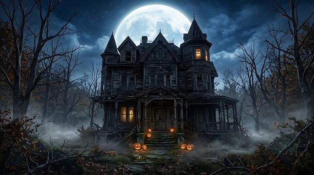 Creative Halloween Concept Background with Spooky and Festive Elements AI Generated