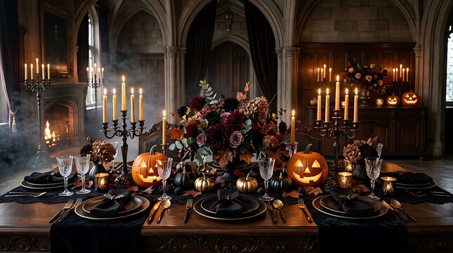 Creative Halloween Concept Background with Spooky and Festive Elements AI Generated