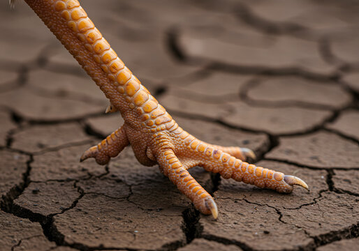 Bird foot on cracked earth