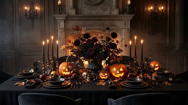 Creative Halloween Concept Background with Spooky and Festive Elements AI Generated