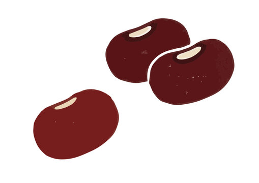 Woodcut Style Azuki Red Bean Illustration／版画風の小豆のイラスト