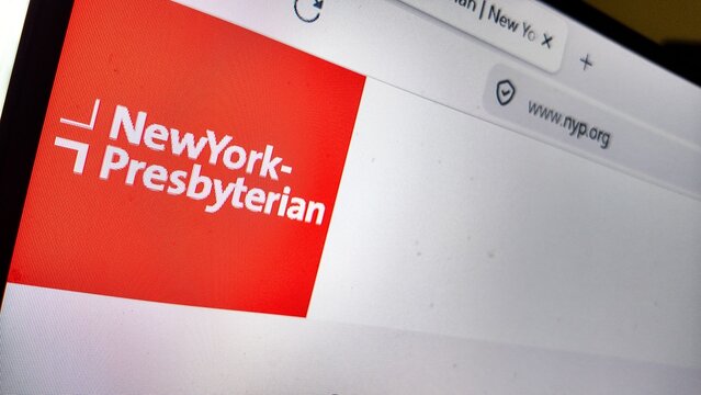  .a computer screen with new york presbyterian website displayed... nyp is a leading health system dedicated to groundbreaking research and innovative care, 