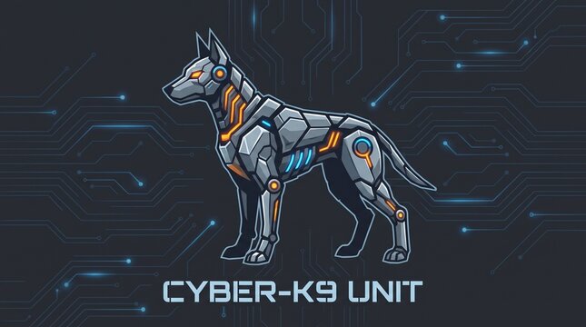 Cybernetic guard dog vector art technology and futuristic security concept