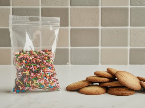 Bag of miniature chocolate chips and sprinkles waiting for baking v2-6x