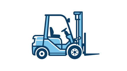 Flat Vector Illustration of a Blue Forklift Vehicle © Rejeki