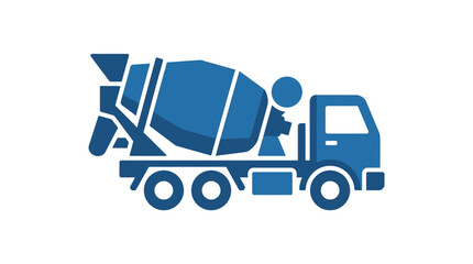 Fototapeta premium Flat Vector Illustration of a Concrete Mixer Truck