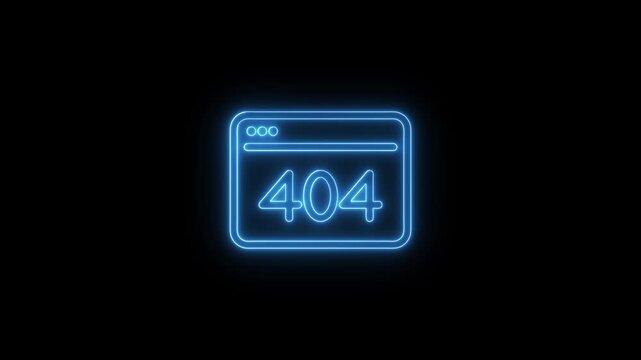 Glowing Neon 404 Error Page Not Found Website Animation