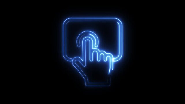Glowing Neon Hand Touching Digital Screen Technology Animation