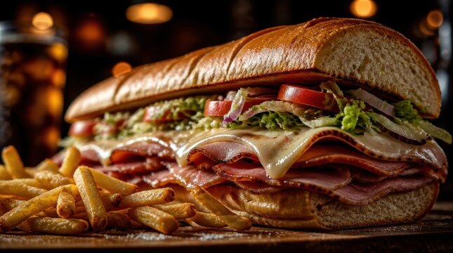Massive hoagie sandwich in cinematic food photography v2-6x