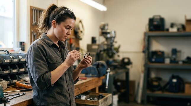 Mechanic Engaged in Meticulous Mechanical Repair Work Within a Professional Industrial Workshop Environment
