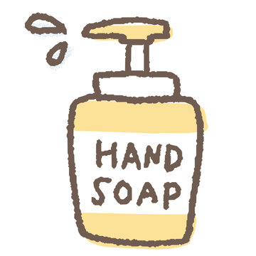 Simple and cute color illustrations of liquid hand soap (vector graphics)