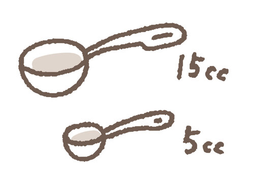Simple, rustic color illustrations (vector illustrations) of tablespoons and teaspoons