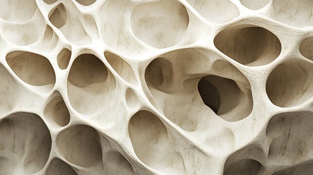 Closeup microscopic view of bone trabeculae structure with intricate natural patterns.